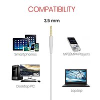 Portronics Conch Sigma A – 3.5mm Earphones with Mic, featuring a sleek white design, delivering clear sound quality and comfortable fit for an enhanced audio experience on the go.