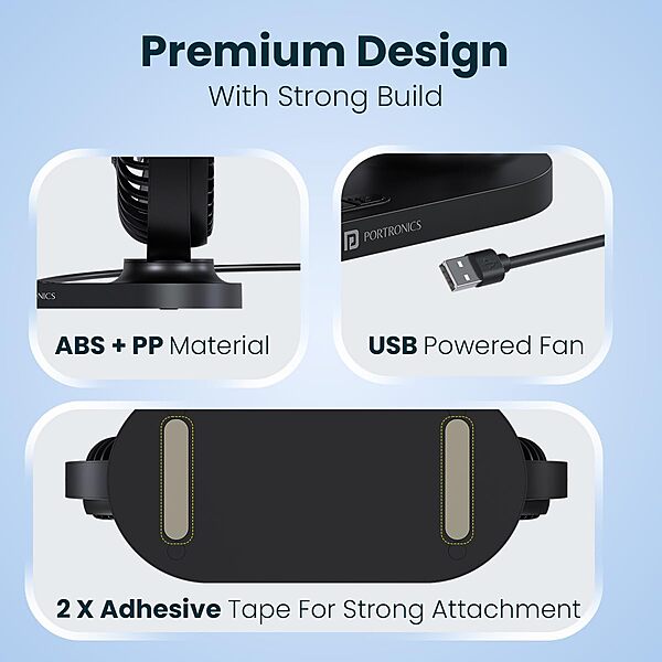 Portronics TwinCool Dual USB Fan features 360° adjustable heads for optimal airflow. Compact and portable, it’s perfect for home or office use. Dual USB ports ensure versatile connectivity.