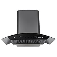 Faber 75 cm, 1200 m³/hr,Auto-Clean curved glass Kitchen Chimney (HOOD SUNNY HC SC BK 75, Filterless technology