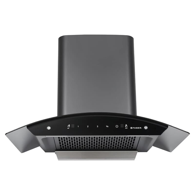 Faber 75 cm, 1200 m³/hr,Auto-Clean curved glass Kitchen Chimney (HOOD SUNNY HC SC BK 75, Filterless technology