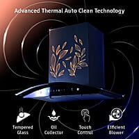 Wonderchef Ruby Curve Flora 90 cm Auto Clean Wall Mounted Chimney (Black 1200 CMH)