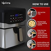 Lifelong Digital Air Fryer LLHFD722, 7.5 Litre XL LED Touch Screen, 12 Preset Cooking Modes, 1400 W