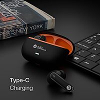 Just Corseca JC Silver TWS Earbuds – Bluetooth 5.4 | 10mm Drivers | 35H Playtime | Black & Orange