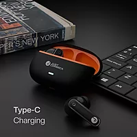 Just Corseca JC Silver TWS Earbuds – Bluetooth 5.4 | 10mm Drivers | 35H Playtime | Black & Orange