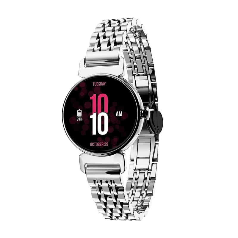 Vibez by Lifelong Ruby 1.04" AMOLED Smartwatch for Women with Metal Strap, Bluetooth Calling, 60 Hz, Voice Assistance silver