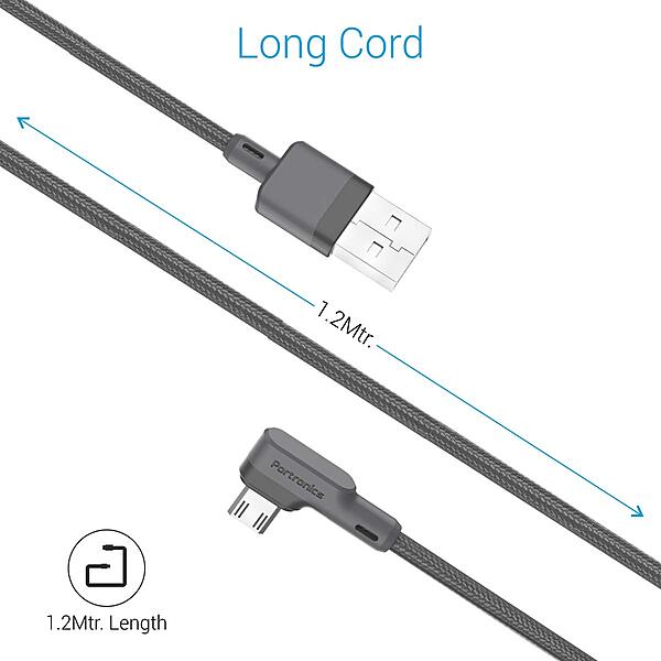 Portronics Konnect Core 3 – USB-A to Type-C Cable, 1.5m, Durable, Fast Charging, Data Transfer, Compatible with Smartphones, Tablets, Laptops, Sleek Black Design, Ideal for Everyday Use.
