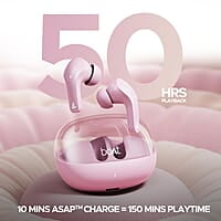 boAt Airdopes 311 Pro w/Up to 50 HRS Playtime, ASAP Charge(10min=150 Mins), Dual Mics w/ENx Tech, Transparent ID, 50 ms Low-Latency Beast Mode, IPX4 Truly Wireless in Ear Earbuds