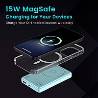 Portronics Mini 10K – Light Blue 15W Magnetic Power Bank offers a sleek design with 10,000mAh capacity, fast charging, and magnetic attachment for convenience. Perfect for on-the-go charging!