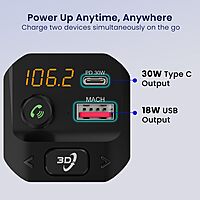 Portronics Auto 10 | Bluetooth Car Receiver | Fast charging | Stream music & hands-free calls | Dual USB ports | Compact design.