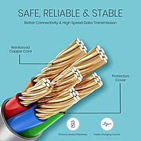 Portronics POR 1401 Konnect L USB-A to Lightning Cable – 3A | Nylon Braided | L-Shape | 1.2m White