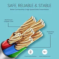Portronics POR 1401 Konnect L USB-A to Lightning Cable – 3A | Nylon Braided | L-Shape | 1.2m White