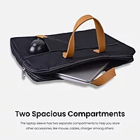 Portronics Encase 102 – 15.6" Laptop Bag, Black, Stylish & Durable