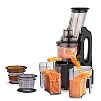 AGARO Royal Slow Juicer, Professional Cold Press Whole Slow Juicer, 240 Watts Power Motor, 120 Minutes Long Usage, 3 Strainers, All-in-1 Fruit & Vegetable Juicer, Black