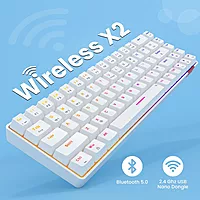 Portronics Hydra 10 Mechanical Wireless Gaming Keyboard – Bluetooth 5.0 + 2.4GHz | RGB Lights 16.8 Million Colors | Type-C Charging | Compatible with PC, Smartphone & Tablet | Brown