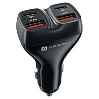 Portronics Car Power Quard 111W 4 Port Car Charger Dual Type-C PD & USB Fast Charging