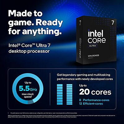 Intel Core Ultra 7 265KF Processor – 20 Cores | LGA1851 | Up to 5.5GHz Turbo