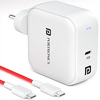 Portronics Adapto 65C 65W Type-C GaN Fast Charger | PD USB-C Wall Adapter White