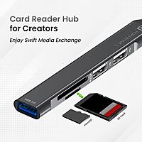 Portronics Mport 31 Plus – 5-in-1 USB Hub, Dual Plugs, compact design, supports multiple devices, high-speed data transfer, ideal for laptops and desktops, enhances connectivity options.