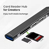 Portronics Mport 31 Plus – 5-in-1 USB Hub, Dual Plugs, compact design, supports multiple devices, high-speed data transfer, ideal for laptops and desktops, enhances connectivity options.