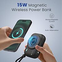 Portronics Power Shutter – 15W Wireless 10K Power Bank (Black) offers fast charging, sleek design, and portability. Ideal for on-the-go charging of smartphones and devices. Stay powered up!