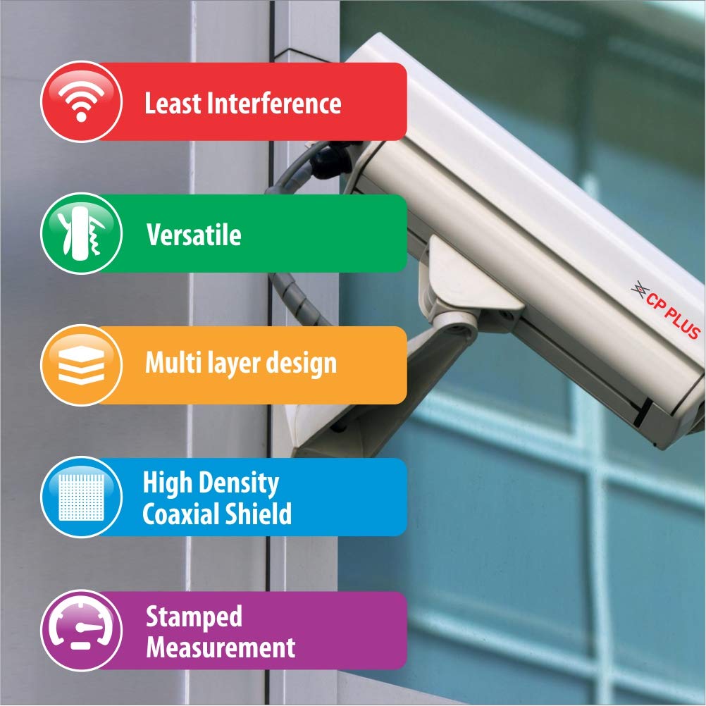 Open Box CP PLUS 3+1 Coaxial Pure Copper CCTV Camera Cable (90 Meter) (White Color)