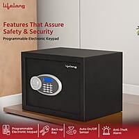 Lifelong Locker For Home&Office 34L-Digital Safe Locker Anti-Theft Alarm Electronic Keypad
