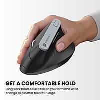 Portronics Toad Ergo Vertical Advanced Wireless Ergonomic Mouse 2.4Ghz, 6D Button, Wrist Support, Adjustable DPI Upto 1200, Supports Hand Posture