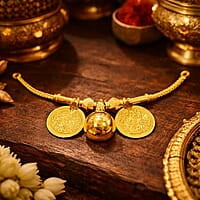 Traditional Gold Plated Lakshmi Mangalsutra Dollar Pendant | Thirumangalyam Pendant with Lakshmi Coins for Women