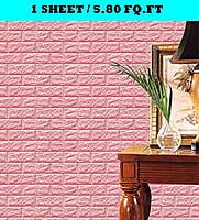 3D Pink Brick Wall Stickers Panel Self Adhesive