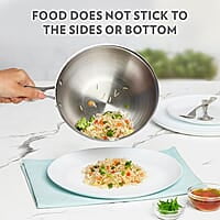 Borosil 2.25 L Cookfresh Tri-ply Stainless Steel Wok with Lid | 22 Cm Kadhai for Deep Fry