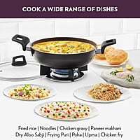 Borosil Granito Non-Stick Kadhai with Glass Lid, Induction Friendly, Granite Finish, PFOA-Free, 20 cm Diameter