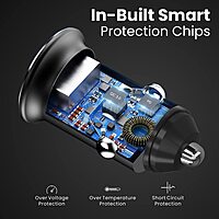 Portronics 38W Dual Output Car Charger – 20W Type-C PD & 18W USB Fast Charging for iPhone & Android