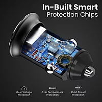 Portronics 38W Dual Output Car Charger – 20W Type-C PD & 18W USB Fast Charging for iPhone & Android