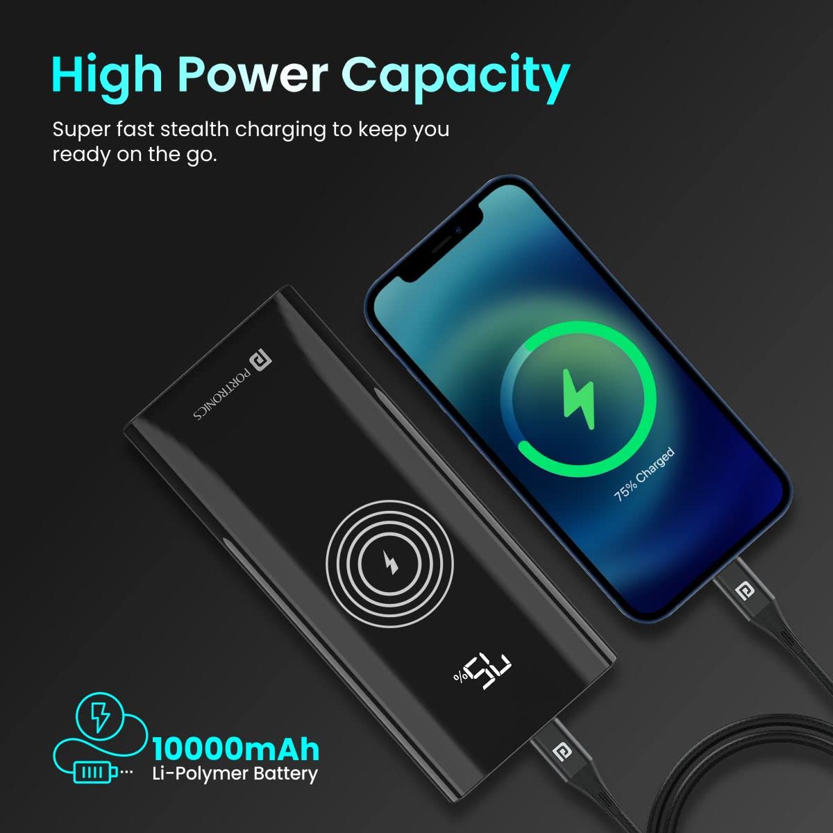 Power 10 – 10000mAh 22.5W PD Wireless Power Bank | Fast charging, sleek design, dual USB output, compatible with all devices, perfect for travel, lightweight, and portable. Ideal for India!