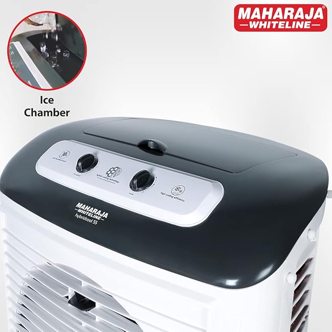 Maharaja White line Plastic Hybridcool 55-Litre Air Cooler with Remote, 55 Liters,