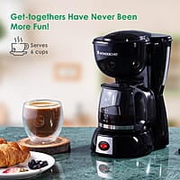 Wonderchef Onyx Brew Coffee Maker, Borosilicate Glass Carafe, Anti-Drip System, Fitered Water Drip Coffee Tank