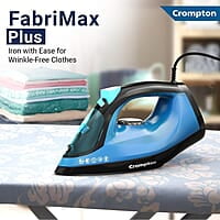 Crompton FabrimaX Plus 1250 W Steam Iron with 200 ml water tank, Upto 13g /min Steam Output and Teflon Coating Soleplate