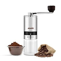 AGARO Elite Manual Coffee Grinder, Ceramic Grinder with Glass jar, 6 Adjustable Settings, Stainless Steel Body