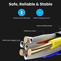 Portronics Konnect J9 3-in-1 Charging Cable – 3A Fast Charging | Data Sync | 1.5M Tangle-Free Cable