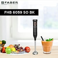 Faber Hand Blender SS Blade & Shaft, 550W Low-Noise DC Motor, ABS Plastic Body