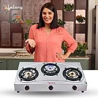 Lifelong LLGS399 Stainless Steel 3 Burner (ISI Certified