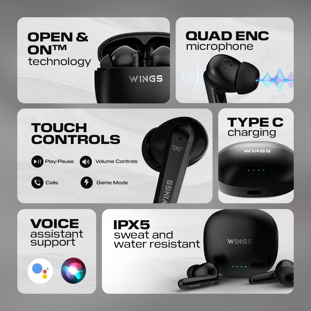 Wings Phantom 380 ANC Bluetooth Wireless Headphones