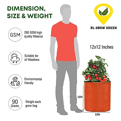Orange HDPE Grow Bag 12x12 Inch, Pack of 1