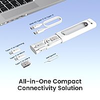 Portronics Snapcase 4 60W Multifunctional Fast Charging Data Cable Kit – Transparent USB-A & Type-C to Male MicroType-CLightning Data Transfer Sim Storage & Eject Pin