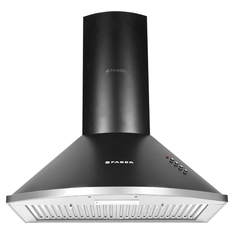 Faber 60 cm 1000 m³/HR Pyramid Kitchen Chimney 240 Watt (HOOD CLASS PRO PB BK LTW 60, Baffle Filters,Black)
