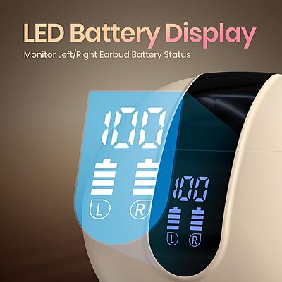 Portronics Twins 29 ANC – TWS Earbuds, 30H Battery Life, Active Noise Cancellation, Comfortable Fit, Stylish Beige Design, Perfect for Music Lovers and Calls, Seamless Connectivity, Lightweight.