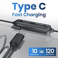 Portronics Harmonics Y4 Bluetooth In-Ear Headset – V5.4, Type-C | 100Hrs Play Time | Black