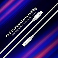 POR 1647 Konnect C1 C-C – 20W USB-C to USB-C Braided Cable | 1M | White | 06 Months
