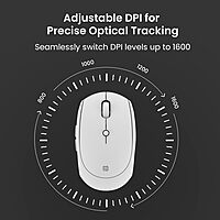 Portronics Toad III White – A stylish dual-mode wireless mouse with Bluetooth and USB connectivity. Ergonomic, lightweight, and portable design.