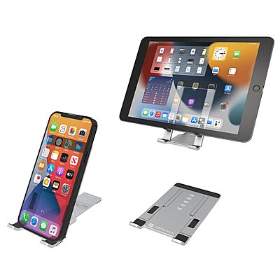 Portronics Modesk One Stand – Silver, Adjustable to 5 Angles, Ergonomic Design, Lightweight, Portable, Ideal for Laptops, Tablets, and Smartphones, Enhances Comfort and Productivity, Sleek Finish.